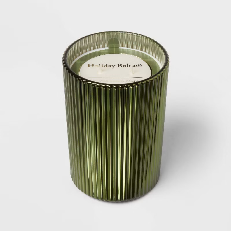 Clear Color Spray with Gold Rim Holiday Balsam Candle Green - Threshold™ | Target