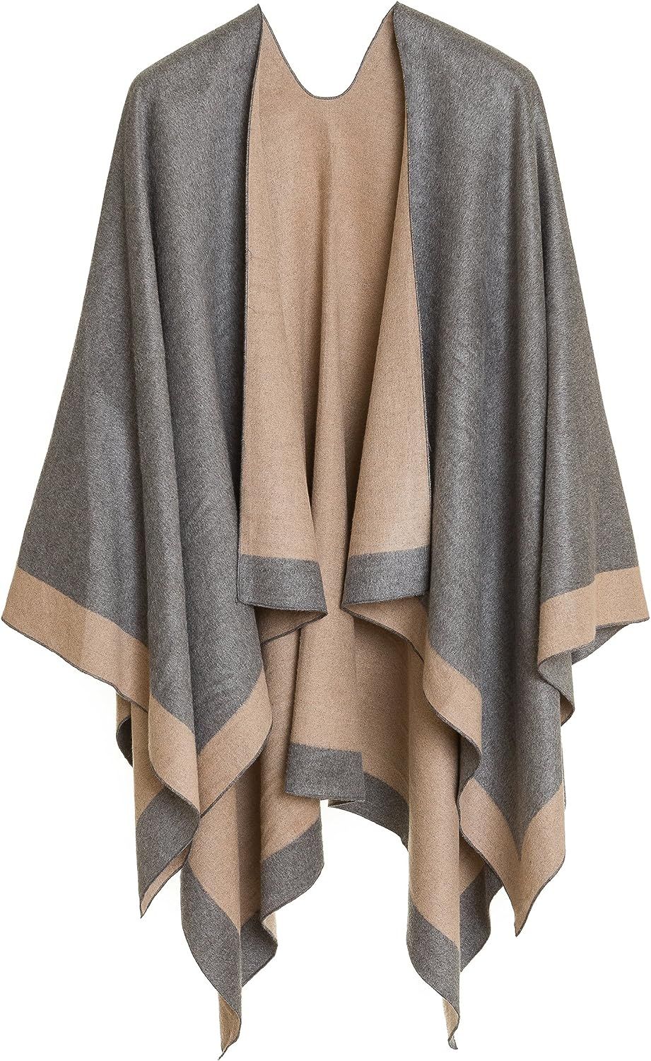 Women's Shawl Wrap Poncho Ruana Cape Cardigan Sweater Open Front for Fall Winter | Amazon (US)