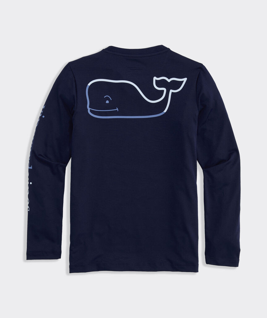Boys' Performance Burgee Whale Long-Sleeve Harbor Sun Tee | vineyard vines