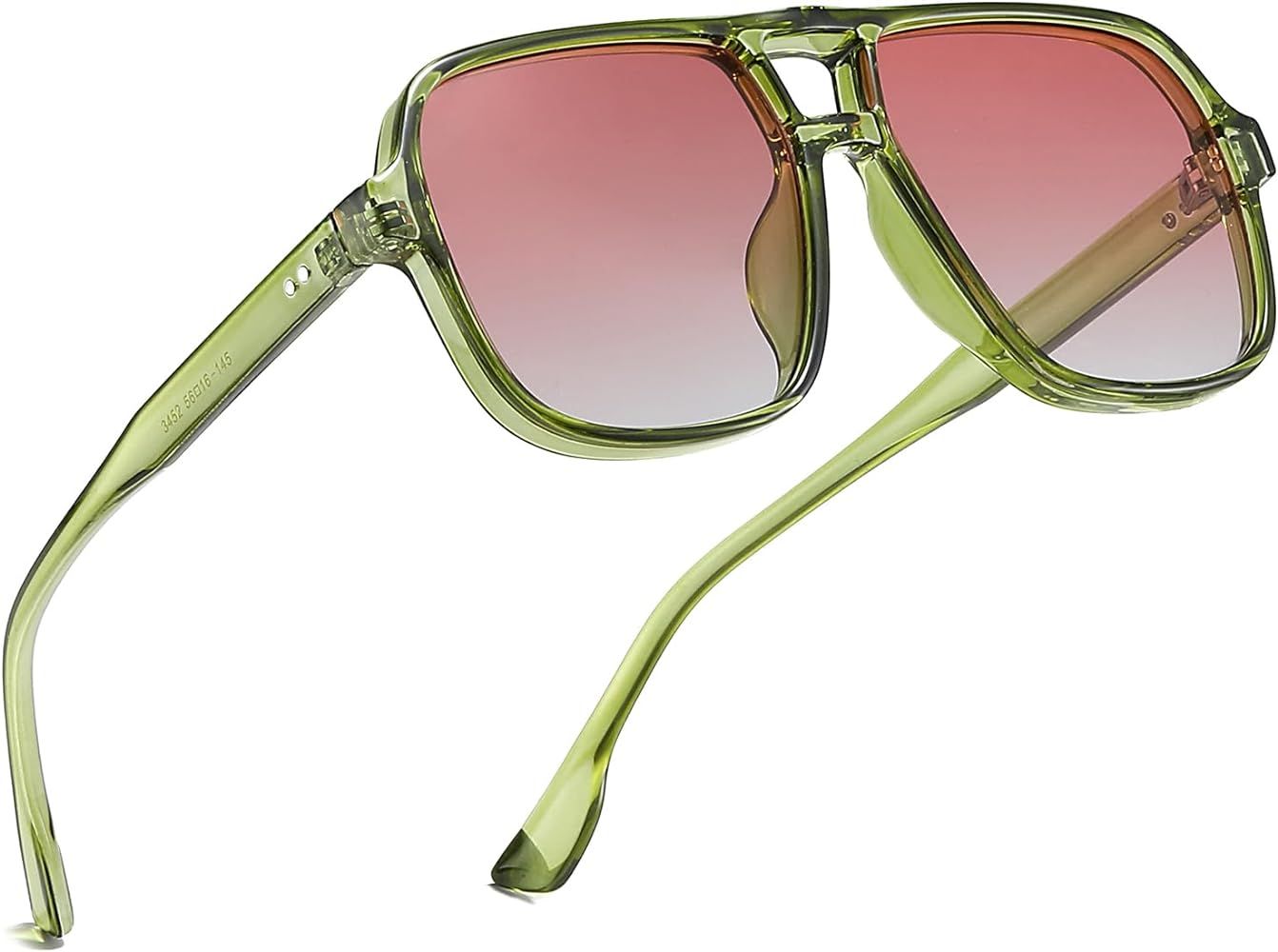 Freckles Mark Retro Aviator Sunglasses for Mens Womens Double Bridge Vintage 70s Square Glasses F... | Amazon (US)