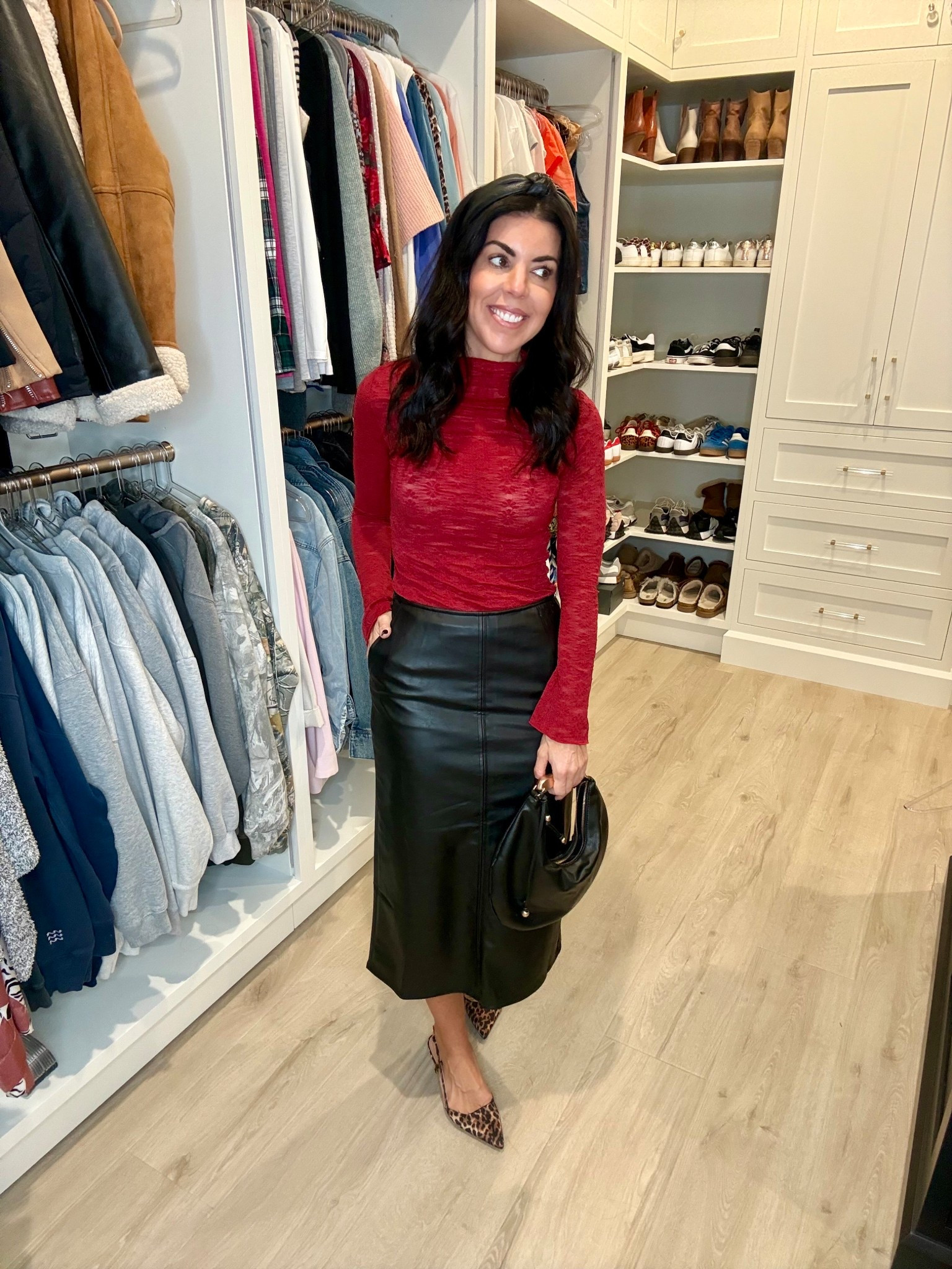 Modest holiday outfit
Faux leather skirt
Thanksgiving outfit
Office outfit
Seasonal outfit

#LTKSaleAlert #LTKFindsUnder50 #LTKOver40