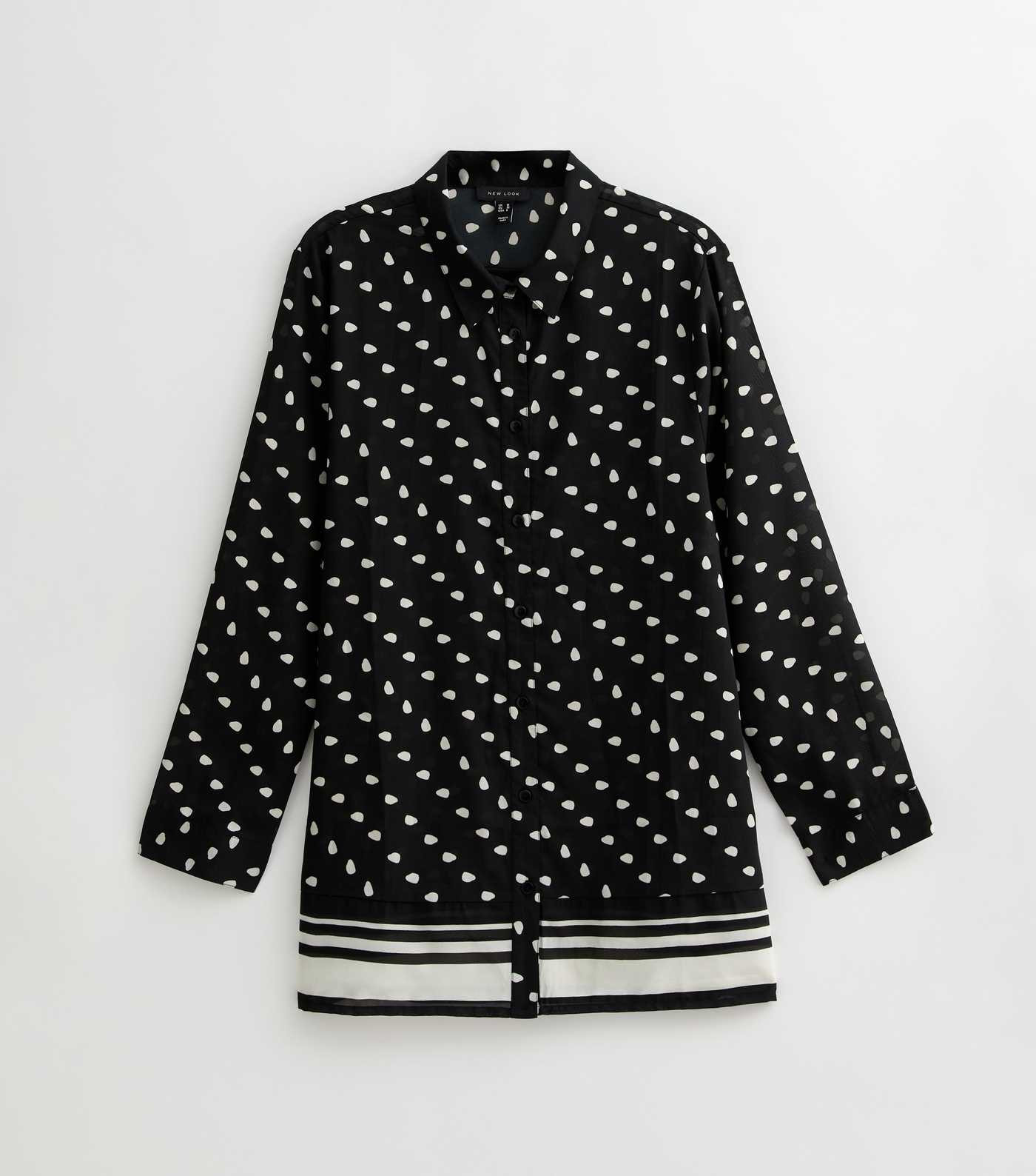 Black Polka Dot Long Beach Shirt  | New Look | New Look (UK)