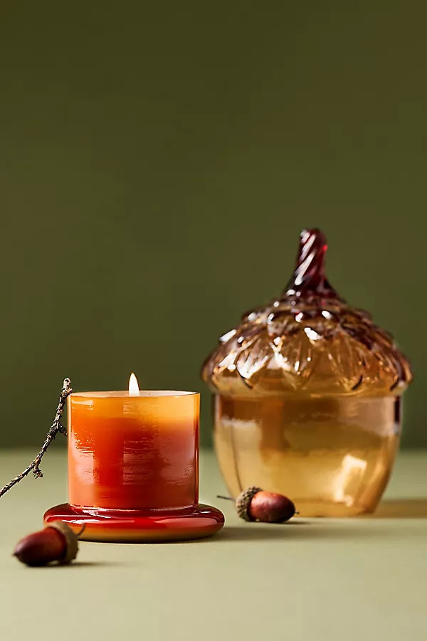 Spice Vanilla Clove Glass Acorn Cloche Candle | Anthropologie (US)