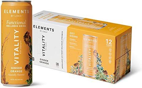Natural Energy Drinks by Elements | Naturally-Flavored Ginger Orange with Rhodiola + Ginseng | Ca... | Amazon (US)