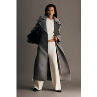 Levi Long Trench Wool Coat - Grey Marle I MESHKI I Size L | MESHKI US