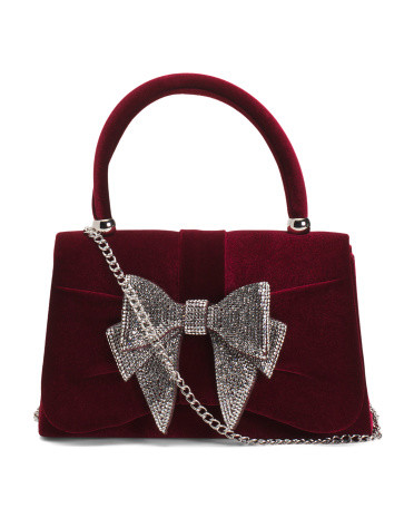 Velvet Clutch With Metallic Bow | TJ Maxx