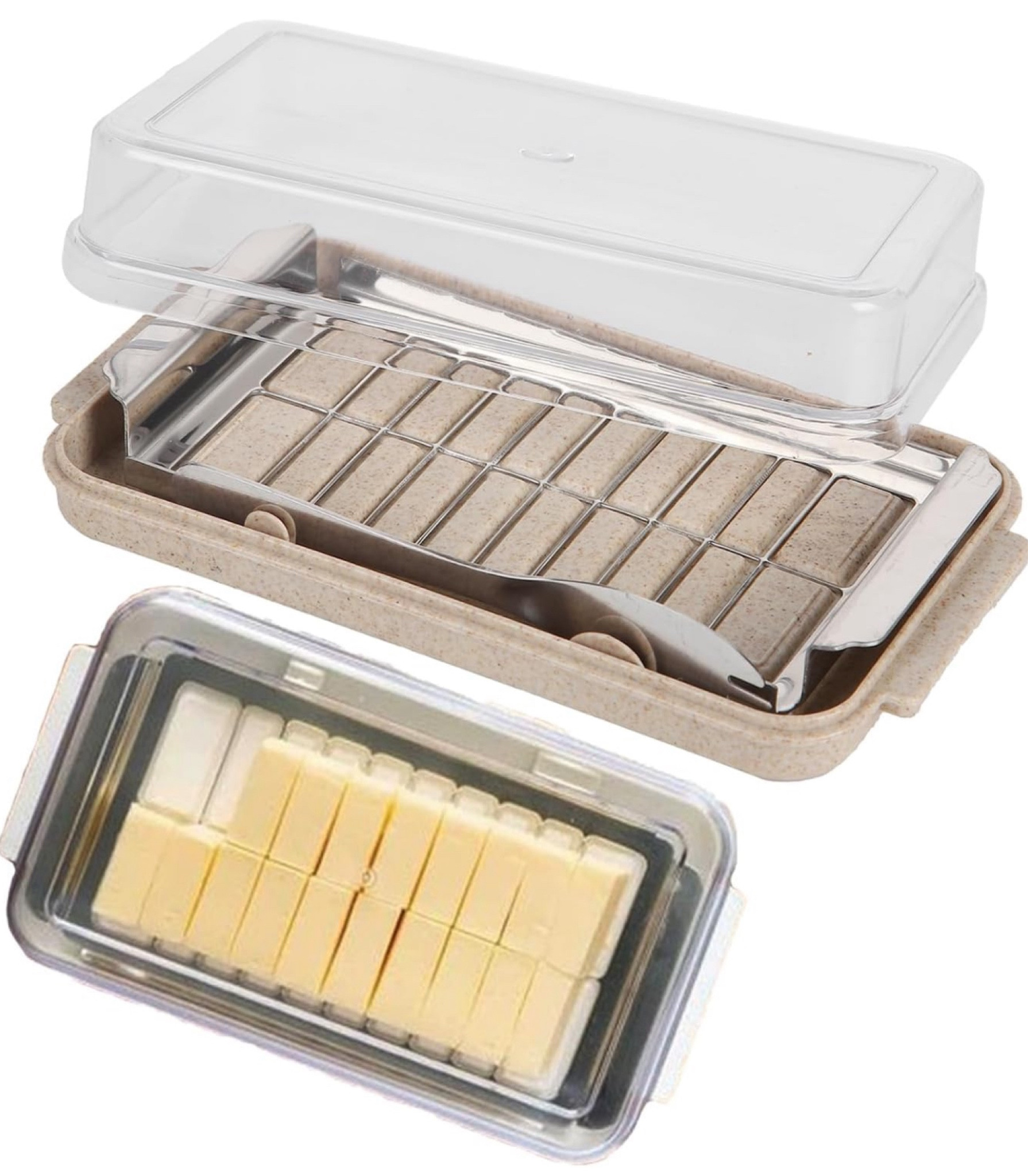 Butter Slicer Cutter Stainless Steel,Butter Pan Container with Lid Plastic Butter Container with Knife, Small Butter Container (Wheat Base Color)

#LTKFindsUnder50 #LTKHome #LTKFamily