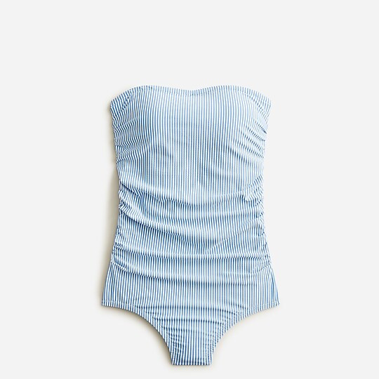 Ruched bandeau one-piece in seersucker | J. Crew US