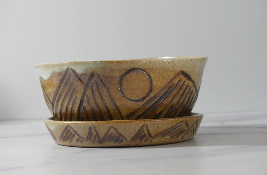 Handmade Carved Desert Mountain Planter,flower Pot , Gift - Etsy | Etsy (US)