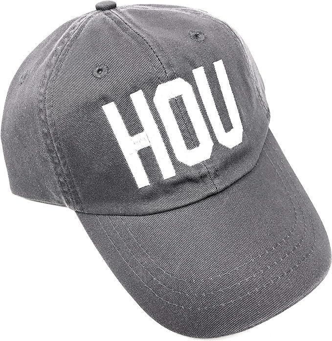 Custom Monogrammed HOU William P. Hobby Airport Code Hat (True Grey with White Thread) | Amazon (US)