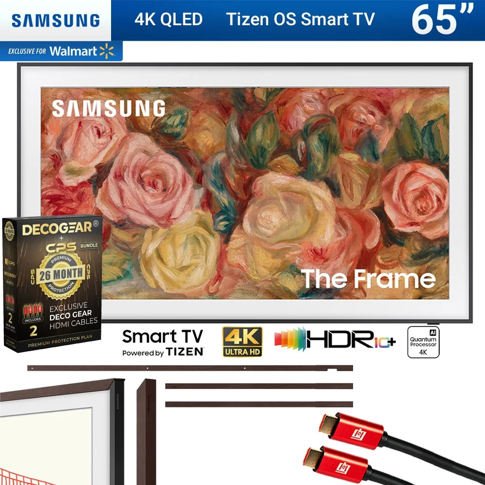Samsung QN65LS03DA 65 inch The Frame QLED 4K Smart TV (2024 Model) Bundle with 65" The Frame Cust... | Walmart (US)