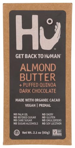 Hu Kitchen Dark Chocolate Bars, 2.1 oz, Almond Butter & Puffed Quinoa 72% Chocolate Bar (6 Pack) | Amazon (US)