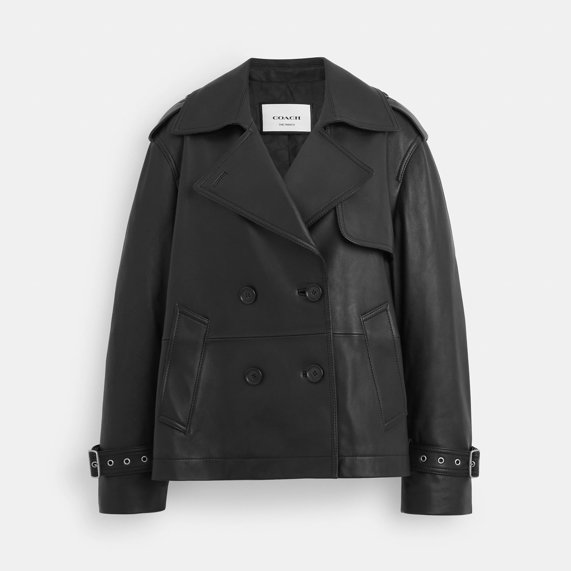 Coach Outlet Mini Leather Trench Coat - Women's Jackets - Black, Size: Medium | Coach Outlet US