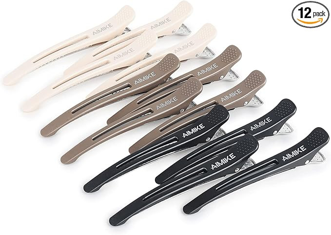 AIMIKE Professional Hair Clips for Styling Sectioning, 12pcs Non Slip No-Trace Duck Billed Hair C... | Amazon (UK)