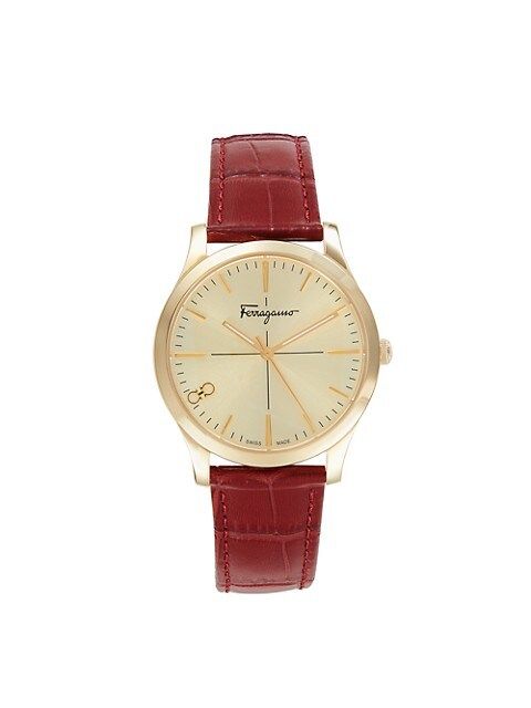 35MM Stainless Steel & Croc-Embossed Leather Strap Watch | Saks Fifth Avenue OFF 5TH