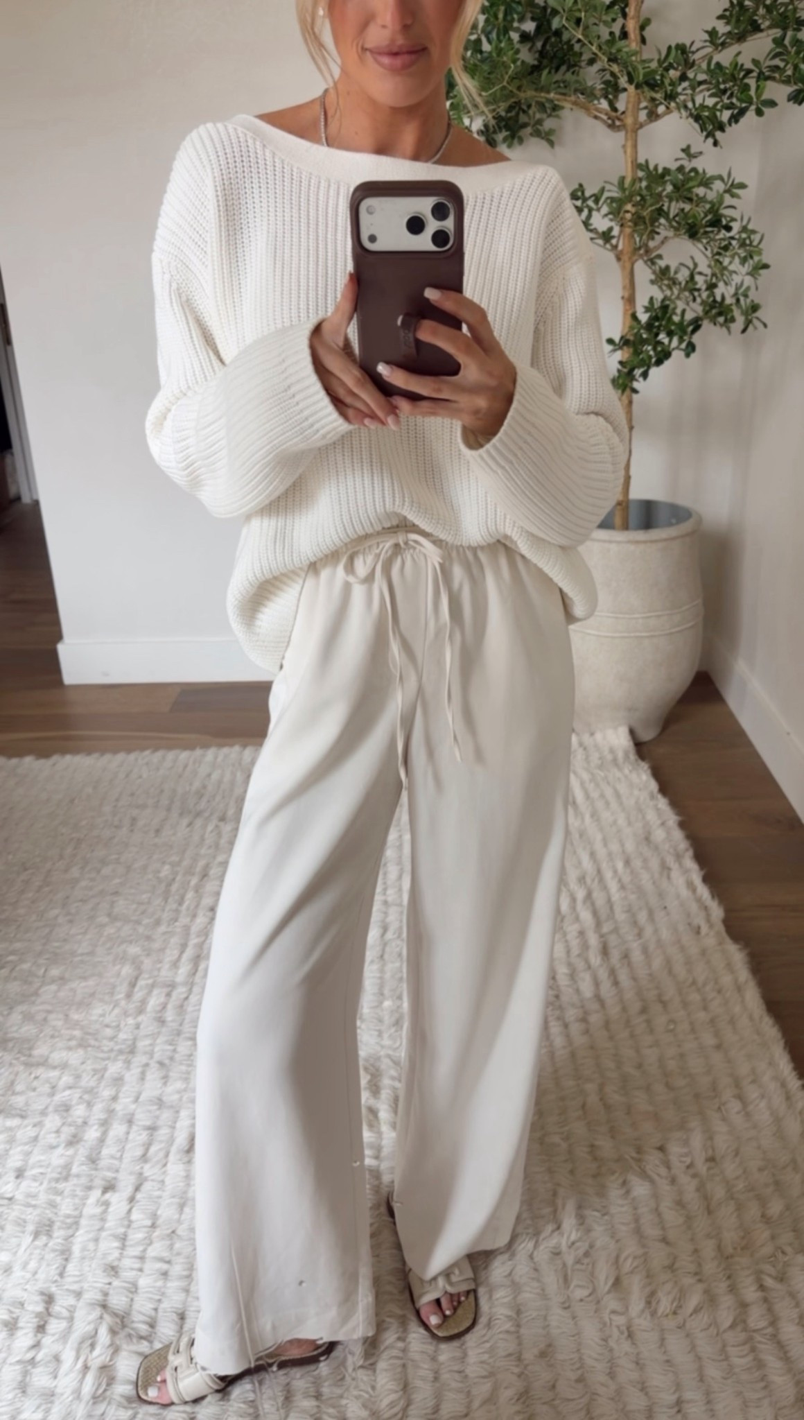 Wearing S in sweater 
XS in pants 