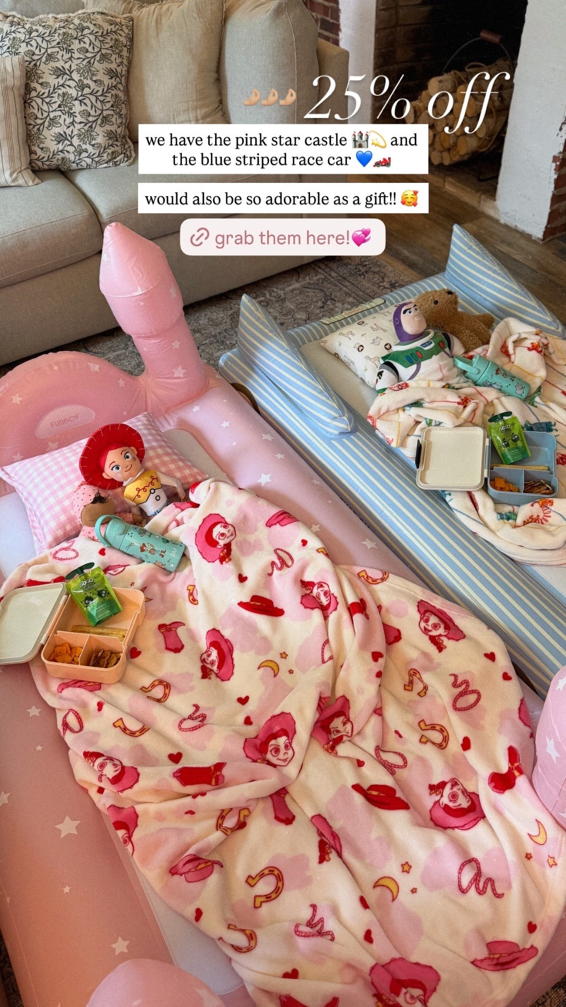 we have the pink star castle 🏰💫 and the blue striped race car 💙🏎️ 

would also be so adorable as a gift!! 🥰  25% off 🤌🏼🤌🏼🤌🏼 @shopmy @funboy