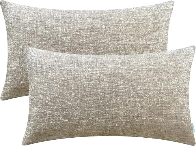 CaliTime Pack of 2 Cozy Pillow Covers Cases for Couch Sofa Home Decoration Solid Dyed Soft Chenil... | Amazon (US)