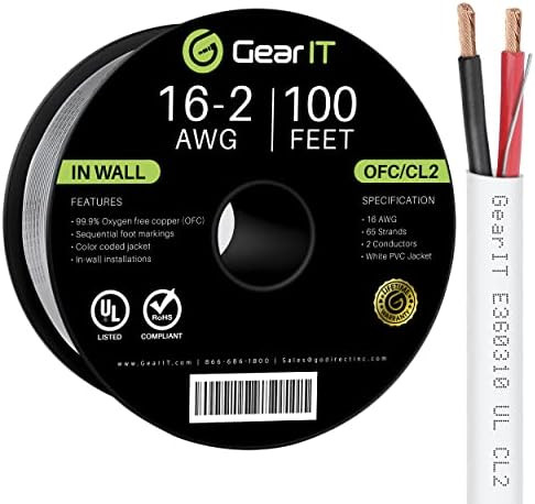 Amazon.com: GearIT 16/2 Speaker Wire (100 Feet) 16AWG Gauge - in Wall Audio Speaker Wire Cable / ... | Amazon (US)