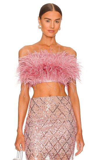 Afiya Feather Top in Rose | Revolve Clothing (Global)