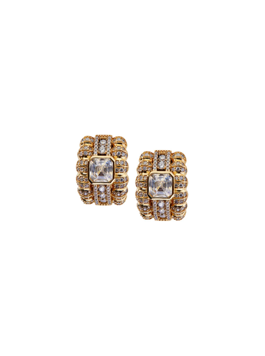 CRAWFORD ASSCHER CUT EARRINGS, GOLD | Dorsey