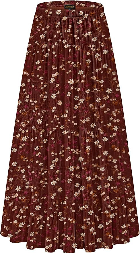 Women’s Chiffon Elastic High Waist Pleated A-Line Maxi Skirts | Amazon (US)