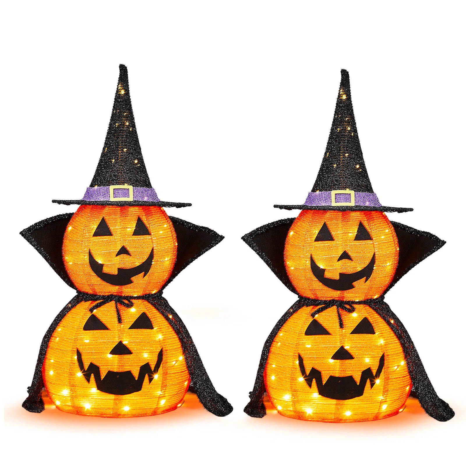 2PCS 3Ft Halloween Collasipble Lighted Pumpkin Decoration | Wayfair North America