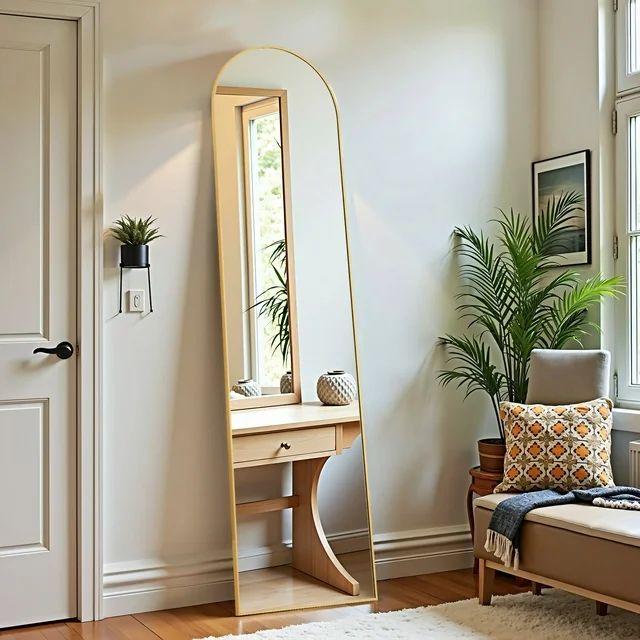 59"x16" Arched Full Length Mirror Full Body Mirror Floor Mirror Standing Hanging or Leaning Wall,... | Walmart (US)