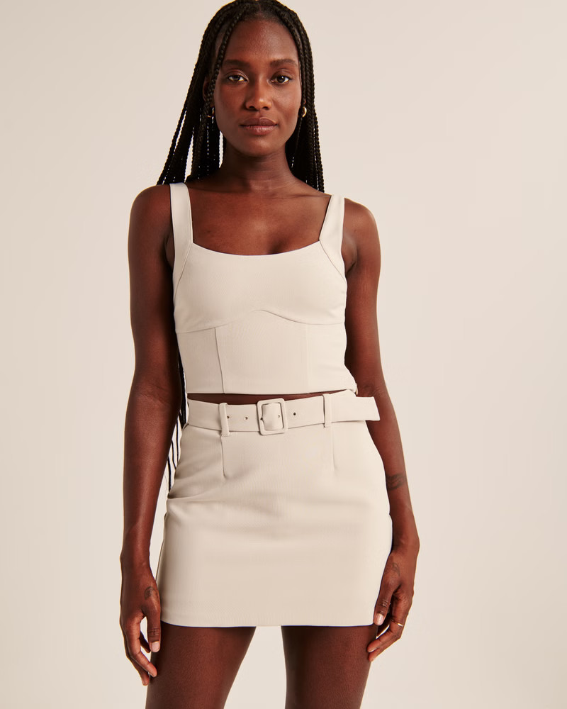 Belted Menswear Mini Skort | Abercrombie & Fitch (US)