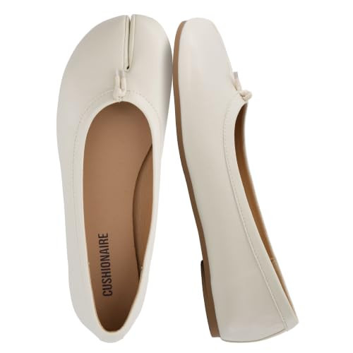 CUSHIONAIRE Maki Tabi Flats for Women, Split Toe Ballet Flats with Flexible Sole and Cushioned Footbed, CREAM 9.5 | Amazon (US)