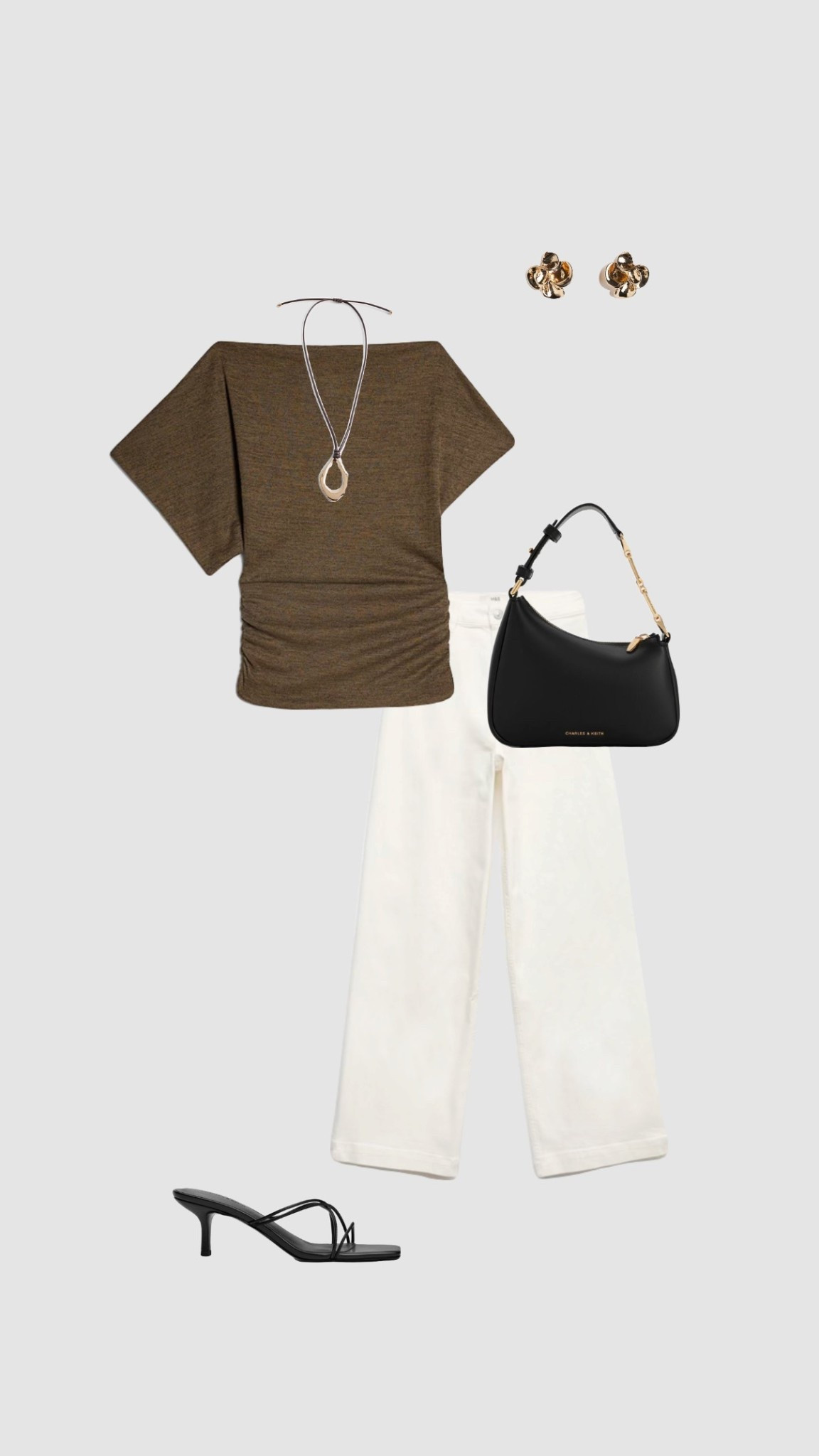 Get 15% off Charles & Keith with code COMAMBW15JESSIE (must be logged into your account for the discount to apply) 

Khaki Green Asymmetric Top, High Waisted White Wide Leg Jeans & Black Strappy High Heels Spring - Summer Evening Night Out Outfit ✨

• going out outfits date night outfit brunch outfits city break outfit dinner outfit hen do holiday outfits pub uk black shoulder bag gold cord pendant necklace •

#LTKSeasonal #LTKSpringSale #LTKootd