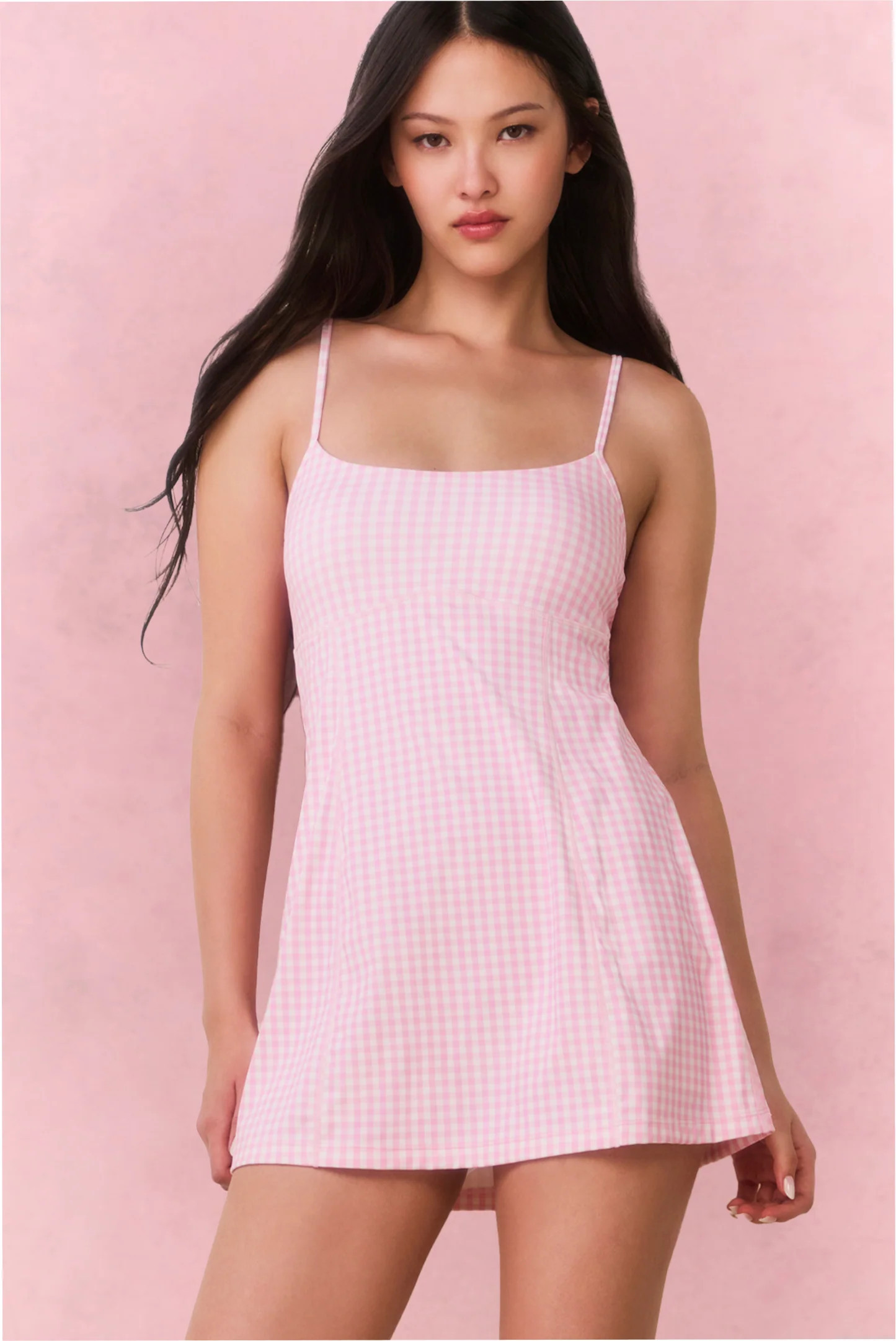 Vivianna Gingham Print Active Dress - TICKLED PINK / XS | LoveShackFancy