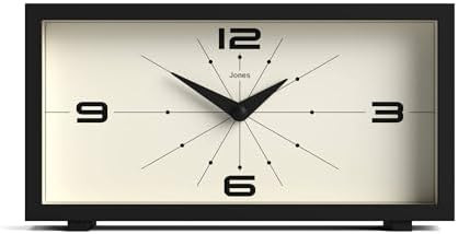 JONES CLOCKS® Odeon Desk Clock | Modern Rectangular Design | Black | Stylish Retro Look for Shel... | Amazon (US)