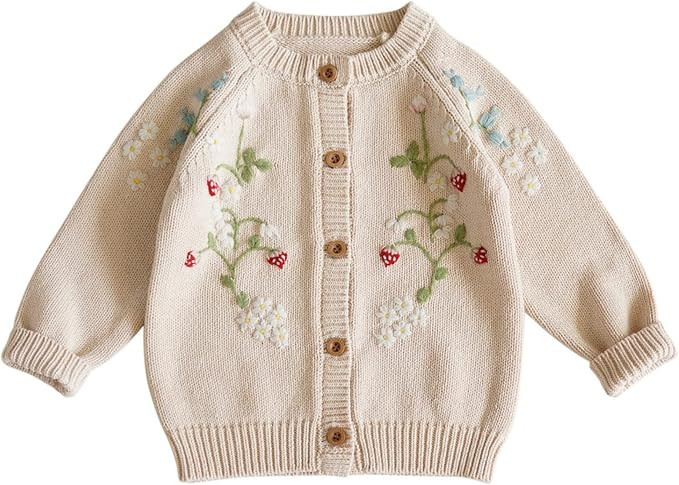 Lamgool Infant Baby Girls Knitted Cardigan Sweater Toddler Outwear Coat for Fall Spring 6M-4T | Amazon (US)