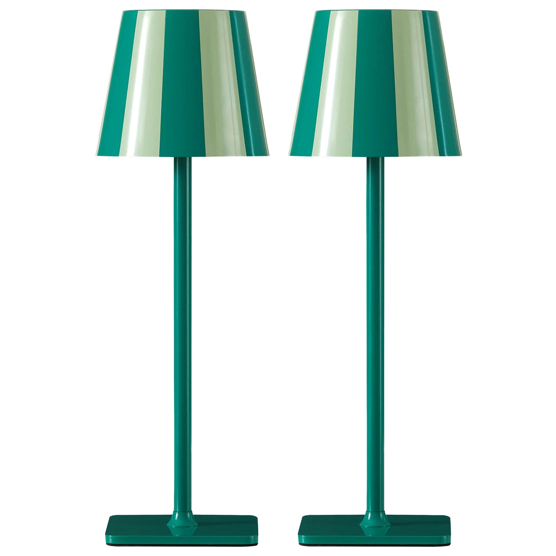 Mainstays 13" Indoor/Outdoor Rechargeable Green Stripe Table Lamp 2 Pack | Walmart (US)