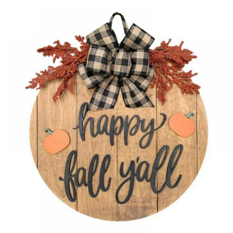 Seasonal Welcome Sign Front Door Decoration, Rustic Round Wood Wreaths Wall Hanging Outdoor, Farm... | Walmart (US)