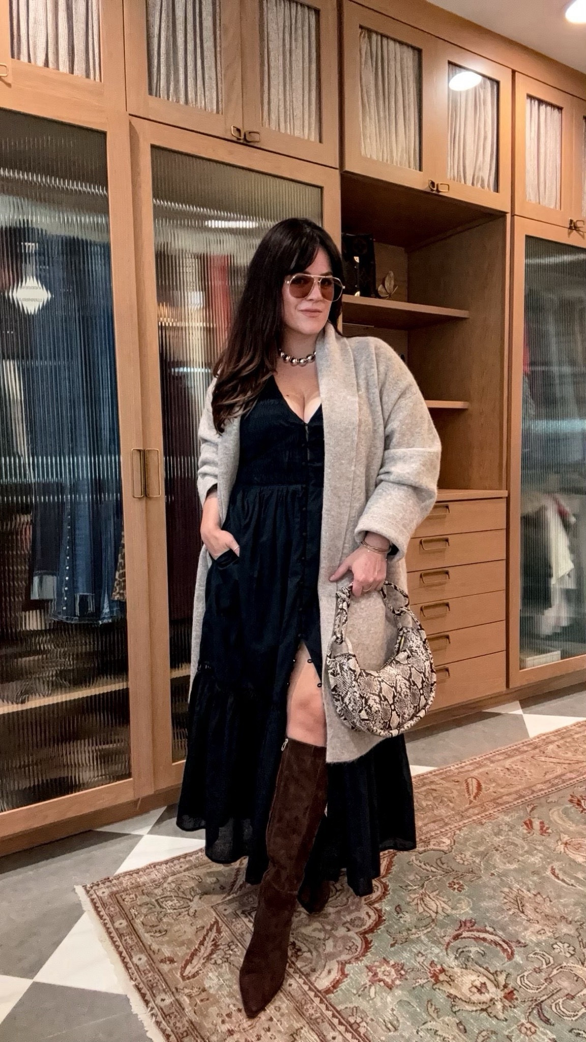 Midsize outfit inspo - fall style - Anthropologie outfit Wearing an xl in this fall long sleeve dress and OS in the coatigan (I’ve had this since last year and wear on repeat)

#LTKSeasonal #LTKStyleTip #LTKMidsize