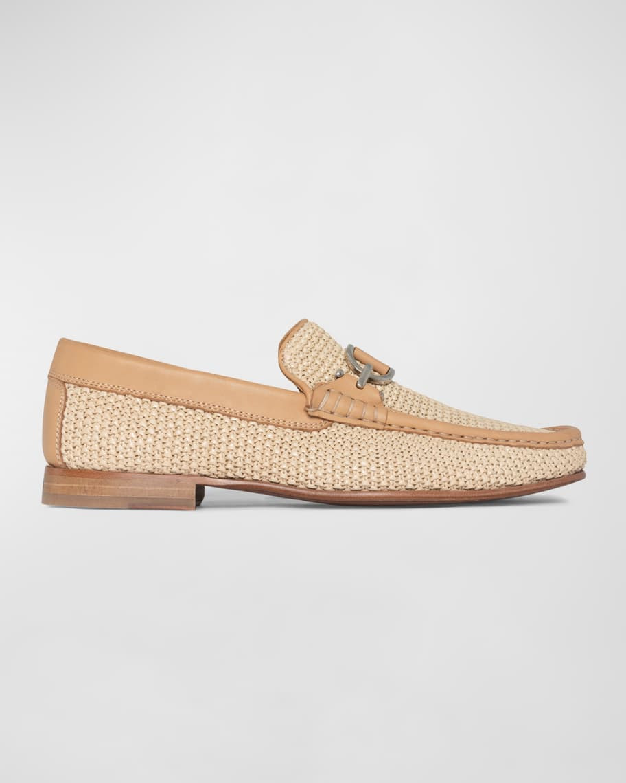 Donald Pliner Men's Dacio Raffia Bit Loafers | Neiman Marcus
