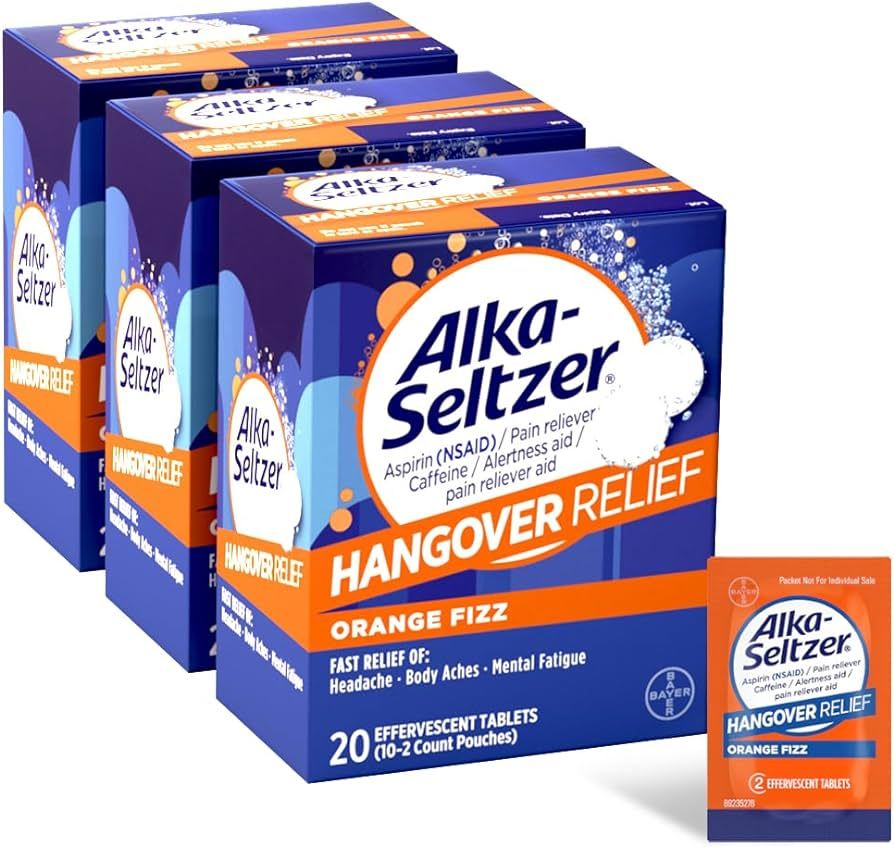 Alka-Seltzer Hangover Relief Tablets, Fast Relief in 15 Mins - 60 Count Bachelorette & Bachelor P... | Amazon (US)