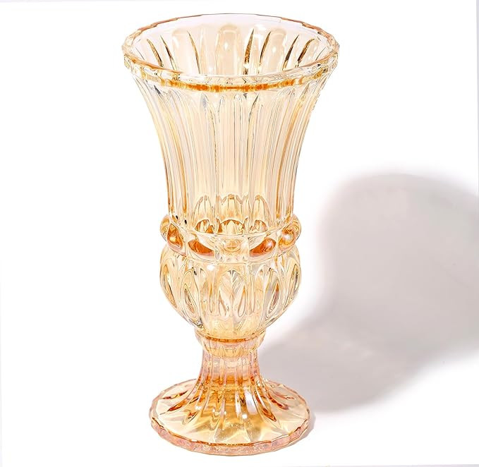 11.6" High Amber Glass Vase, Art Plant Flower Vase. Decorative for Home Office Wedding Holiday Pa... | Amazon (US)