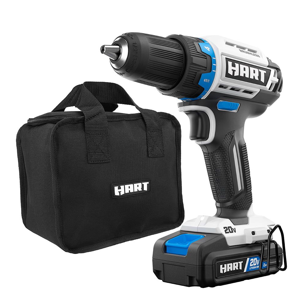 HART 20-Volt Cordless Brushless 1/2-inch Drill/Driver Kit and 10-inch Storage Bag (1) 2Ah Lithium... | Walmart (US)