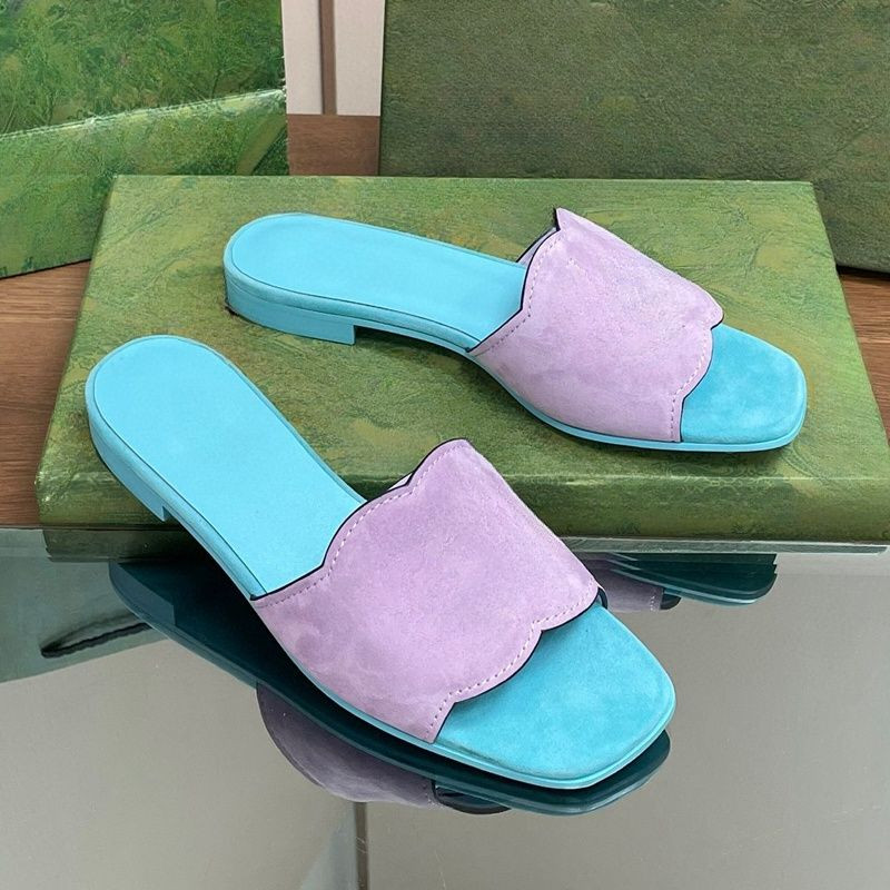 Women Slippers Leather Hollowed out Sandals Interlocking cut-out slide Flat Heel Lazy People Casu... | DHGate