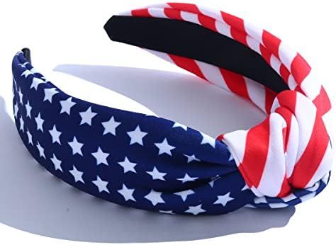 Knotted Headband USA Flag Rhinestone Independence Day July 4th Crystal Fashion Holiday Style Head... | Amazon (US)