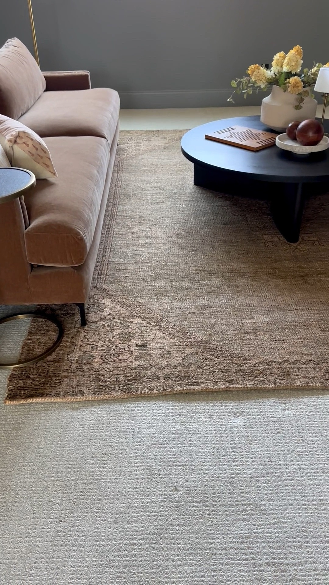 Here is my new rug for the media room restyle! This is the Oakley rug in Sage/wheat  @magnolia by @joannagaines x @loloirugs I love  this traditional rug in contrast to the modern pieces I’ve included in the design. It has a great neutral base with a very subtle sage undertone. Rug reference is OKY-02 I also used the Meredith and Annalie pillows from the collection.

#LTKHome #LTKSaleAlert #LTKSeasonal
