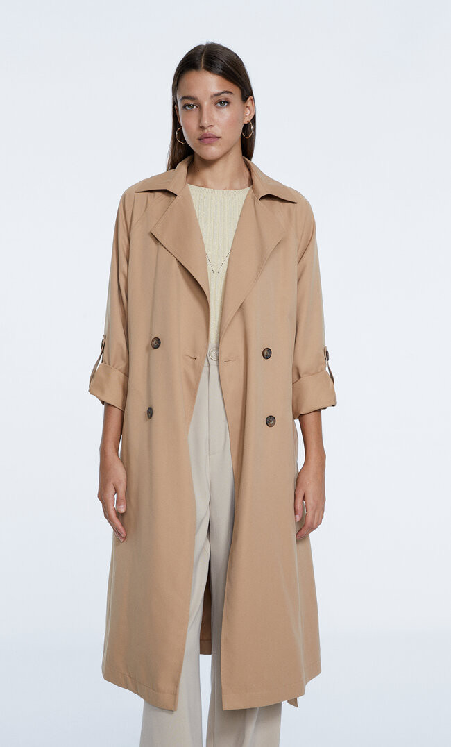 Long flowing trench coat | Stradivarius (UK)
