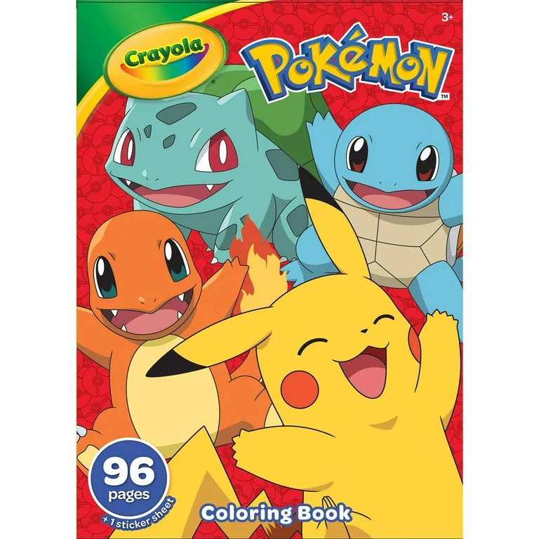 Crayola Pokemon Coloring Book with Stickers, 96 Pgs, Arts and Crafts, Travel Activity, Birthday I... | Walmart (US)