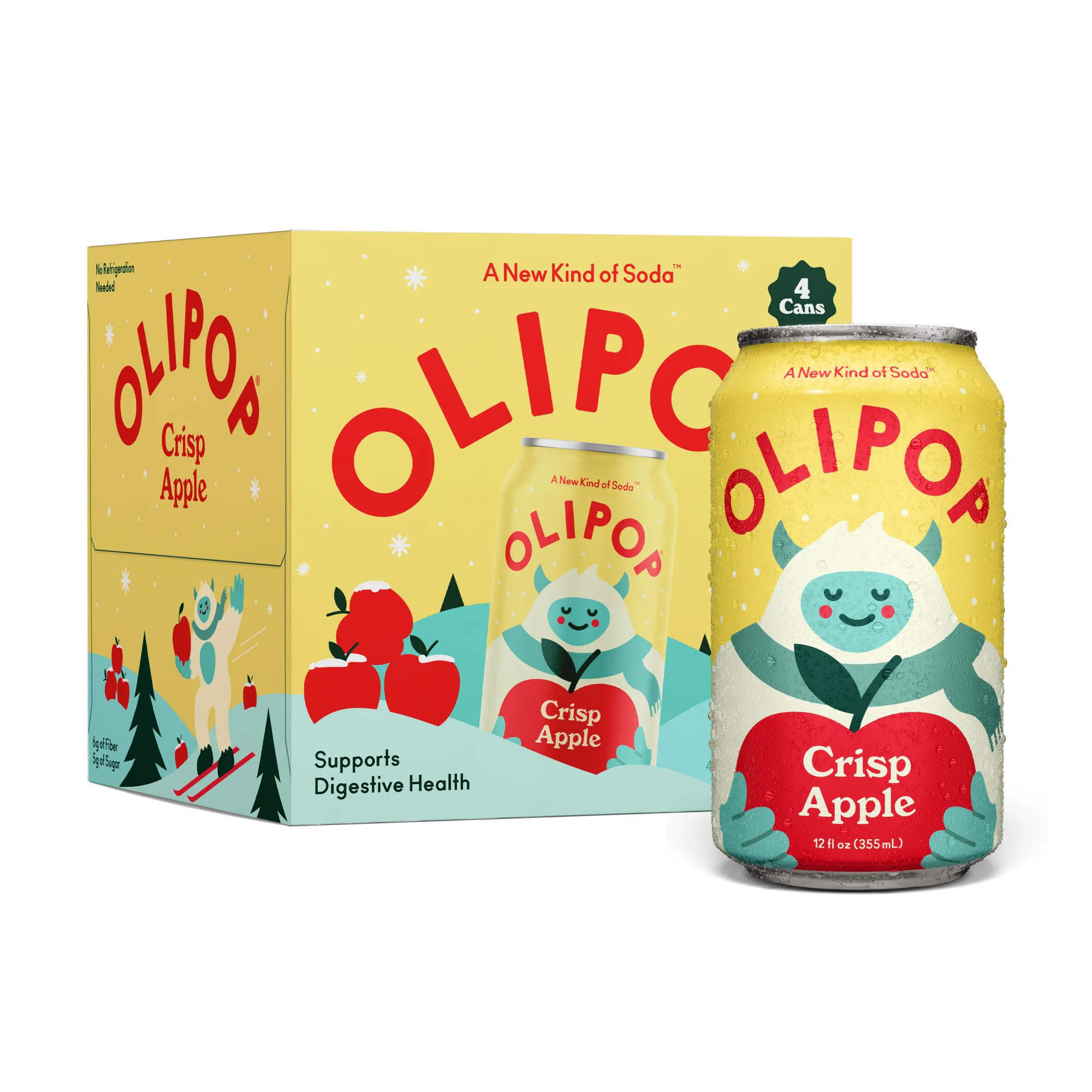 Olipop Prebiotic Soda, Beverages w/ Prebiotics, Botanicals & Plant Fiber, Crisp Apple, 12 fl oz (... | Walmart (US)