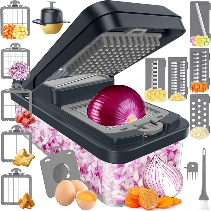 15-in-1 Vegetable Chopper, Kitchen Gadgets with 10 Blades, Veggie, Food, Onion Chopper, Cucumber ... | Amazon (US)