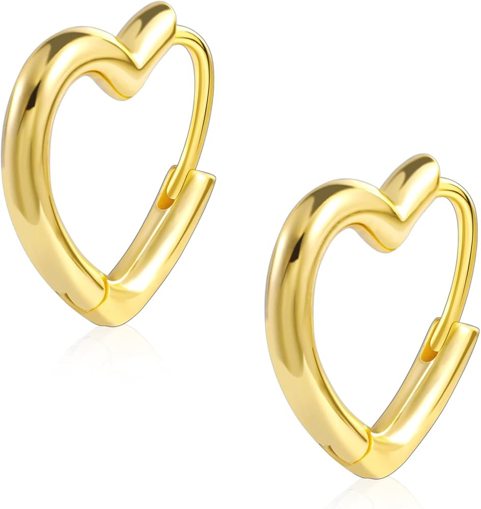 Small Hoop Earrings Huggie Hoop Earrings U-Shaped Heart Shaped Gold Huggie Earrings 14k Gold Plat... | Amazon (US)