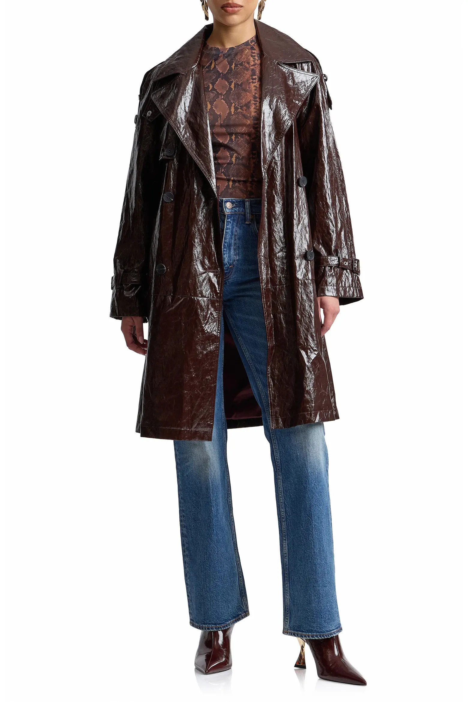 Belted Double Breasted Faux Leather Trench Coat (Women) | Nordstrom | Nordstrom